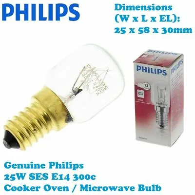 HOTPOINT Genuine 25W SES E14 300°C Cooker Oven / Microwave Bulb Philips Brand • £5.95
