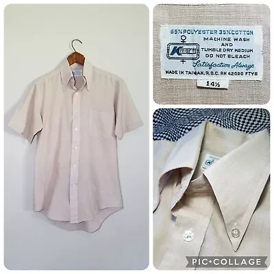 Vintage 70's K Mart Shirt Short Sleeve Button Up Pocket Thin Size S-M 14 1/2  • $15