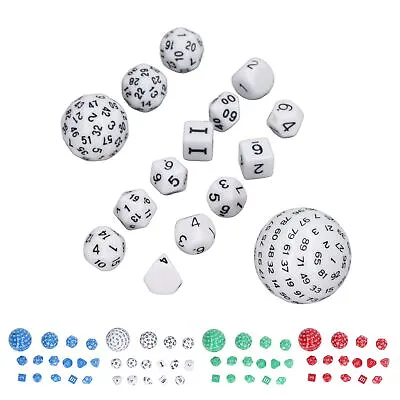 15pcs Complete Polyhedral Dice Set Acrylic D3 To D100 Spherical Role Play Game D • $21.86