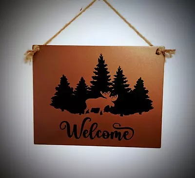 Metal Rustic Cabin Decor Moose Welcome Sign Wall Art • $23.99