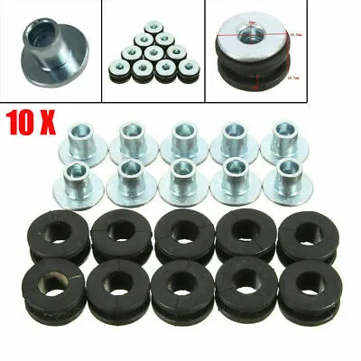 $13.39 • Buy 10Pcs 6mm Universal Motorcycle Rubber Grommets Bolt For Black Accessories Tool