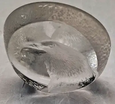 Sweden Crystal Signed Paperweight Etched Eagle Mats Jonasson Numbered Art • $19.70