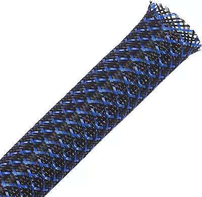 25Ft - 1/2 Inch PET Expandable Braided Sleeving – Blackblue –  Braided Cable Sle • $16.88