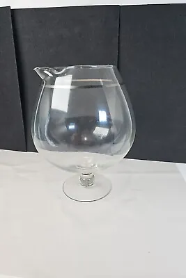 Vtg MCM Pinched Spout 8  Brandy Snifter Footed Cocktail Mixer Glass Silver Ring • $24.99