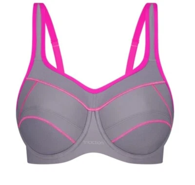 $39.50 • Buy Triumph Triaction Performance Sport Bra Silver/Pink  Sz 22D Convertible Preowned