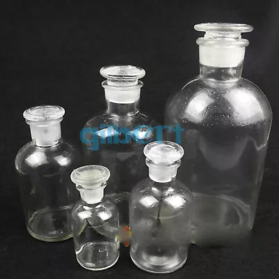 30-2500ml Clear Glass Narrow Mouth Bottle With Stopper Lab Chemistry Glassware • $4.64