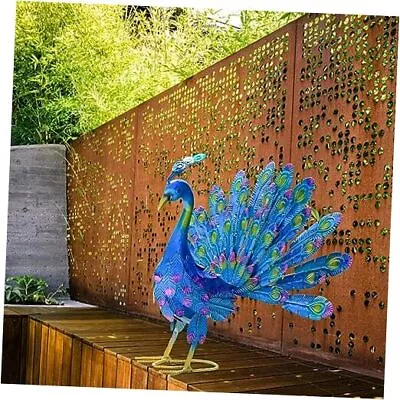 Peacock Garden Decor Metal Yard Art For Outdoor Yard Decoration Stylish Blue • $38.49