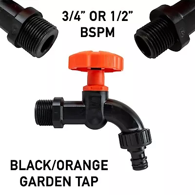 Garden Tap Outdoor Dial Bib Tap 1/2  Or 3/4  BSP Inlet Non-rusting Plastic • £7.99