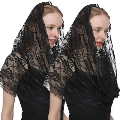 Mantilla Veils Catholic Church Mantilla Lace Scarf Spanish Embroidered Shawl • £6.35