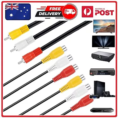 3 RCA Male To Female M/F AV Composite Extension Audio Video Cable Cord Lead DVD • $8.99