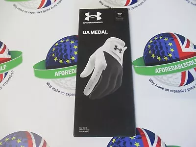 Under Armour Medal Left Hand Golf Glove White/black Size Medium/large • £8.99