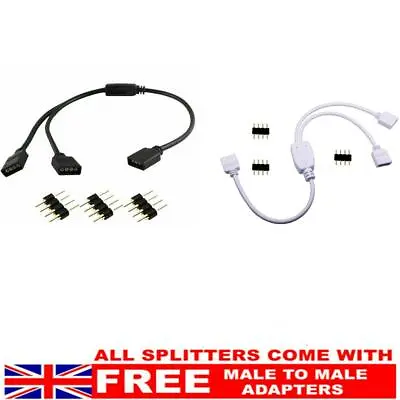 £3.85 • Buy 1 To 2 Rgb 4pin Splitter Cable Free Male Adapter For 3528 5050 Led Strip Light