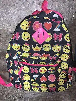 Emoji Donut Rainbow Bow 17” Backpack Bag Nwot Heart Smiley Face Glasses Crown 👑 • $22.99