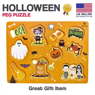 $6.99 • Buy Halloween Wooden Peg Puzzle, Holiday Theme