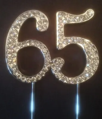 65th Birthday Silver Cake Topper Decoration Sixty 65 Five Fifth Th Anniversary • £6.79