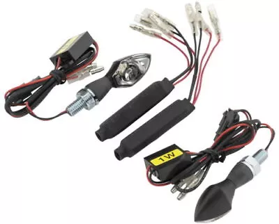 BikeMaster Micro Bright Turn Signals Chrome FA44-BLK 26-6237 266237 Bkm266237 • $55.67