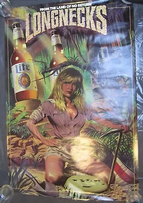 Vintage Beer Poster Land Of No Return Miller Lite Longnecks 30” X 20” Man Cave • $29.99