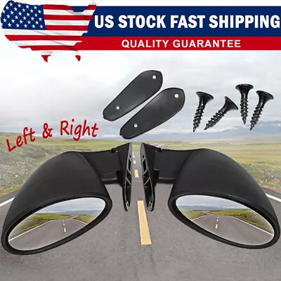 L+R 2X Classic Car Door Side View Mirror & Matte Black Gaskets Vintage Universal • $34.69