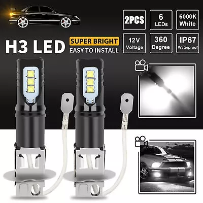 2x H3 LED Fog Driving Light Bulbs Conversion Kit Super Bright 6000K Xenon White • $8.98