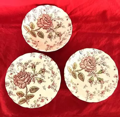 3 Vintage Johnson Brothers Rose Chintz Berry Fruit Dessert Bowls England • $14.99