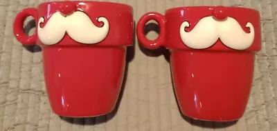  2 Santa Claus Mustache Christmas Coffee Mugs 12oz Grasslands Road • $30