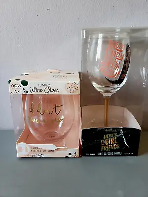 NOVALTY Jumbo Wine Glasses - I DON'T GIVE A SIP - Bonus - HALLMARK SASSY GLASS • $40