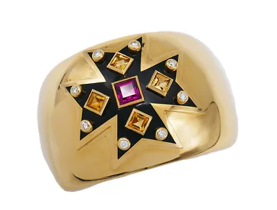 VERDURA Maltese Cross Cuff BRACELET 18k Gold Gemstones Estate Jewelry • $47500