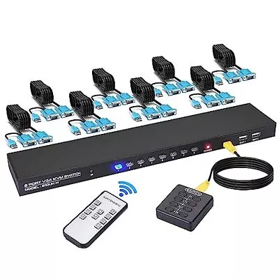 VGA KVM Switch 8 Port 8 In 1 Out VGA USB KVM Switch Support1080P HD Resolut... • $77.54
