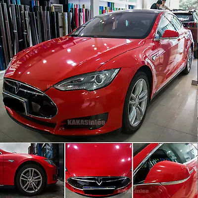 50FT X 5FT Entire Car Wrap Red Flexible Glossy Paint Vinyl Sticker Air Free US • $213.59