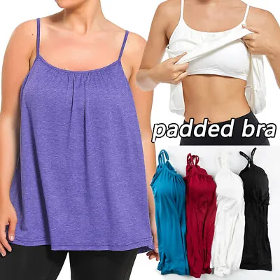 Women Camisole Tank Tops Padded Bra Vest Undershirts Casual Sleeveless Crew Neck • £19.99