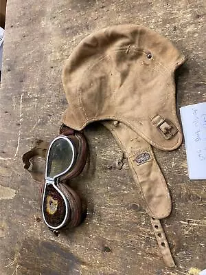 Vtg WW2 WW11 Flying Goggles Beck Riding Cap Ace Harley Indian Motorcycle 1940's • $499.95