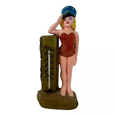 1940s WWII MISS MAINE Chalkware Thermometer Bikini Pinup Girl.  RARE! • $368