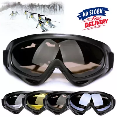 $12.99 • Buy Ski Snow Snowboard Goggles Sunglass Surfing Anti-fog Anti-UV Wind Dust Jet AU