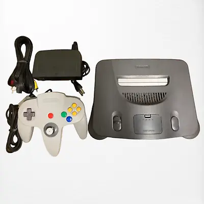 Nintendo 64 Black Console (NTSC-J)  Gray Controller Cable Tested Working N64 • $69.98