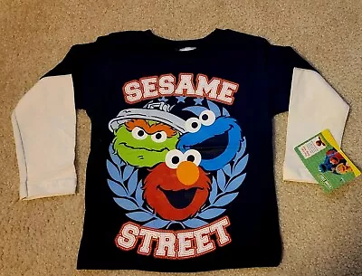 ELMO COOKIE MONSTER GROUCH Long Sleeve Shirt Size 3T 4T SESAME STREET NWT • $19.95