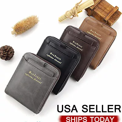 Men RFID Blocking Leather Wallet Credit Card ID Holder Zip Around Purse • $7.99