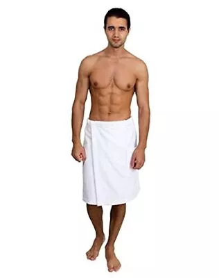  Mens Shower Wrap Adjustable Cotton Terry Spa Bath Gym Large-X-Large White • $37.13
