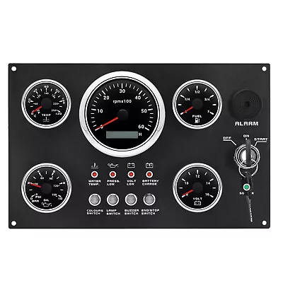 5 Gauge Set With Instrument Panel 0-6000RPM 7 Colors LED For Marine Boat Yacht  • $162.26