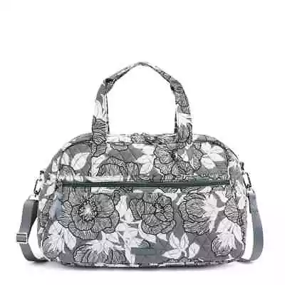 Vera Bradley Compact Traveler Moon Shadow Meadow Gray White Gym Carry All Tote • $74.99