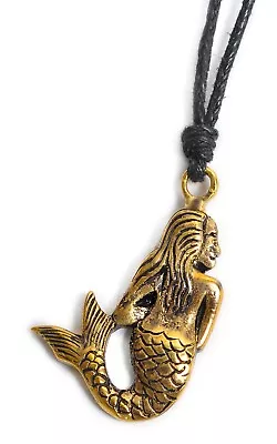 Mermaid Handmade Gold Brass Charm Necklace Pendant Jewelry • $9.99