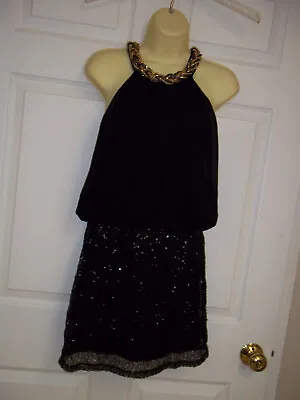 Ya Los Angeles Dress Medium Black Chain Necklace Sequin Skirt • $21.99