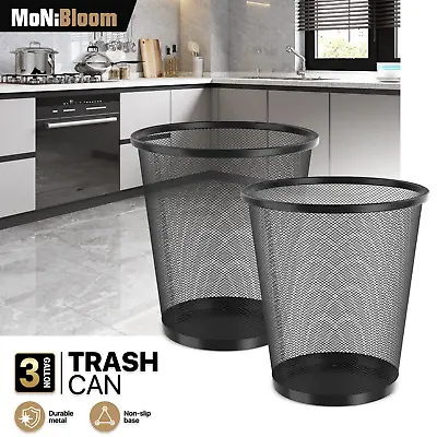 2 Pcs 5 Gallon Trash Can Open Top Round Mesh Metal Garbage Bin Living Room Home • $36.99