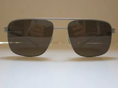 Mykita NO. 1 WILDER 470 Matte Silver Brown Polarized Glasses Eyewear Sunglasses • $329