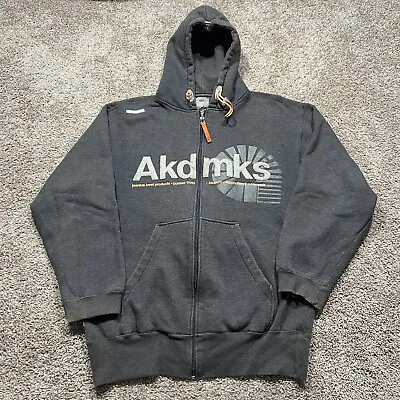 VTG Y2K Akademiks Full Zip Hoodie Sweatshirt L Grunge Skate Hip Hop Cinches • $39.95