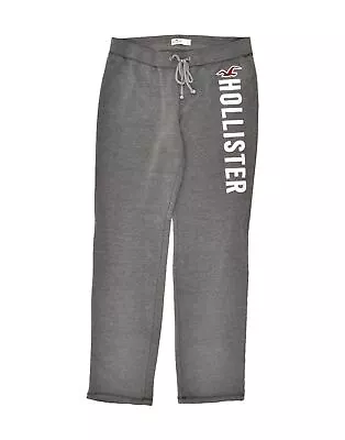 HOLLISTER Womens Graphic Tracksuit Trousers UK 14 Large Grey Cotton BC06 • £19.95