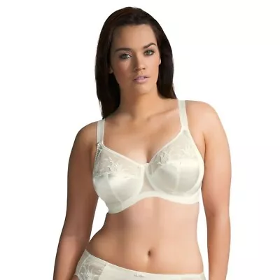 Elomi 36G Caitlyn Underwire Side Support Bra White Satin Full Figure 8030 • $28