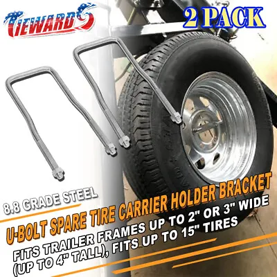 $10.99 • Buy 2 Spare Tire Carrier Zinc Plated U-Bolt Holder Bracket Side Mount For 4 Or 5 Lug