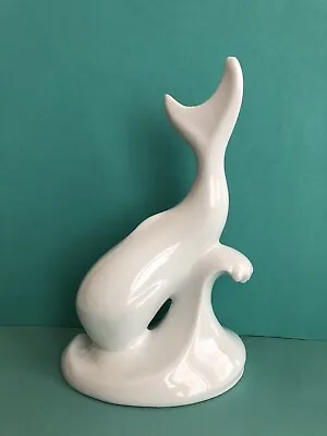 Vintage Naaman Isreal Porcelain White Whale Figurine Statue Posh Beach Decor 7” • $32