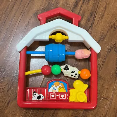 Vintage 1991 Fisher Price Farm Shape Baby Infant Toy Discovery Beads Farmhouse • $5.99