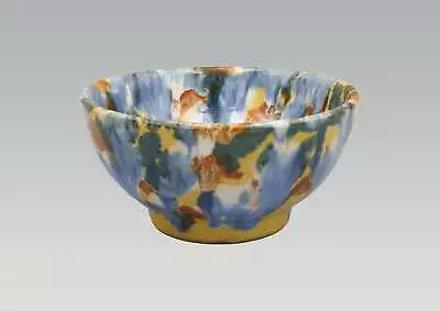 Pacific Clay Products Blended Glaze Stoneware Bowl Blue Red And White • $90